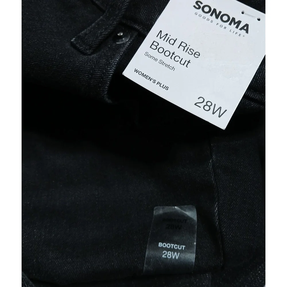 Sonoma Mid Rise Bootcut Women Jeans 28W Black Wash Western Cowgirl Flare Leg